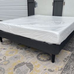 New KING Size Platform Bed Frame $135 Or $395 With 10” Memory Foam Mattress