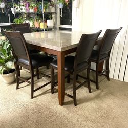 Marble dining table with 4 chairs