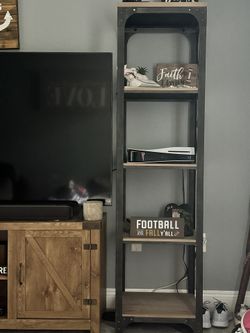 5 Shelf Metal and Wooden Bookcase
