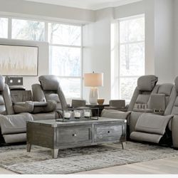 The Man-Den Gray Power Reclining Living Room Set ( sectional couch sofa loveseat options