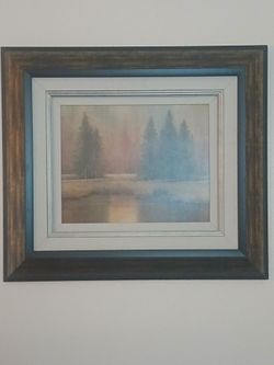 Large 34" x 30" solid wood  Framed Landscape Art Print –