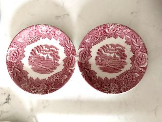 "English Scenery" pattern by Wood & Sons -also known as Enoch Woods or Woods Ware Set of 2 small 4.5” plates    Perfect for a small niche or wonderful