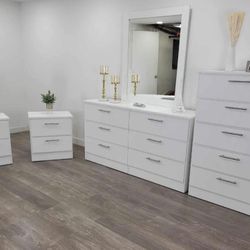 Dresser With Mirror Chest And Nightstands 5pcs New Bedroom Set Juego De Cuarto 