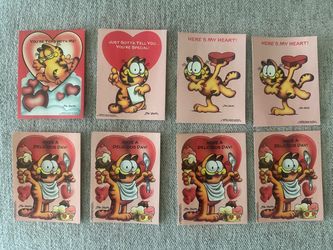 Lot of 8 Assorted Garfield Valentine's Day Cards 1978 Jim Davis