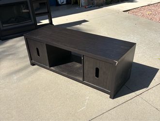 Dark Brown TV Stand with Sliding Doors