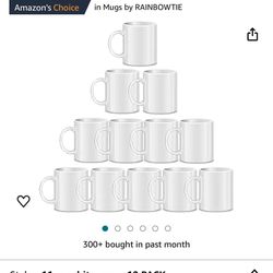 RAINBOWTIE Sublimation Mugs, Sublimation Mugs Blank, 11oz Sublimation Coffee mugs,White Coated Ceramic Cup, Mug Sets - set of 12