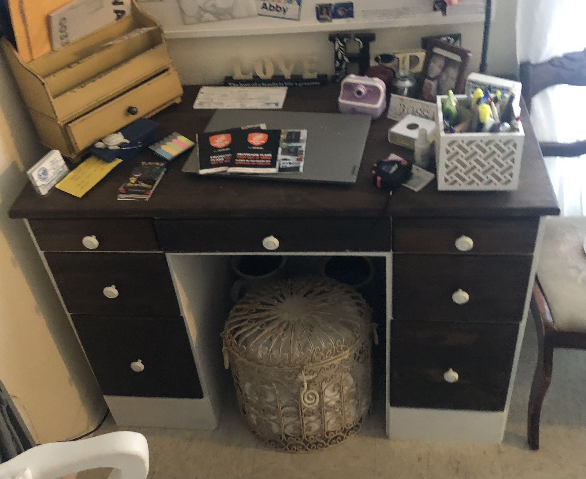Cottage Country Style Refurbished Wooden Small Desk 42”L 20” W 30”H