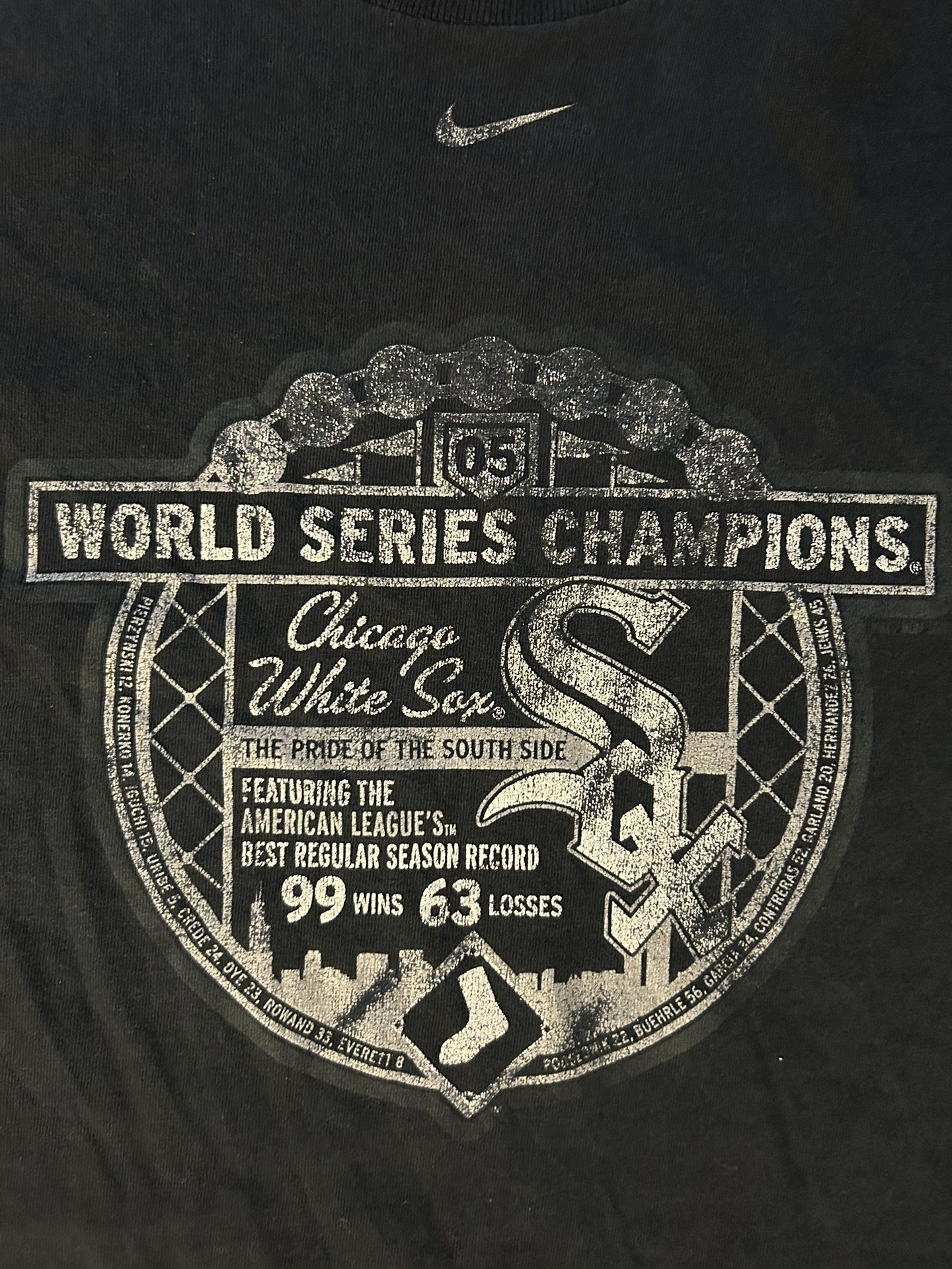 Vintage Nike T Shirt Chicago White Sox 2005 MLB World Series Center Swoosh  XL