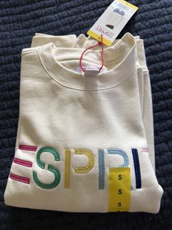 Esprit Women's Small Logo Fleece Crewneck Sweatshirt Embroidered 80s RetroViral