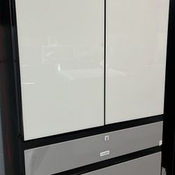 Bespoke 36 in. 29 cu. ft. Standard Depth 4-Door French Door Refrigerator with Sphere Ice in White Glass Panels
