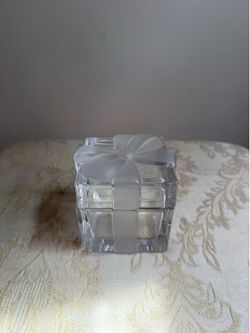 Tiffany & Co Crystal Gift Box Trinket Jar Frosted Bow
