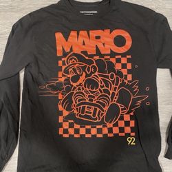 Nintendo Super Mario Kart Black Red 92 Mens Vintage Long Sleeve T-Shirt Size Large