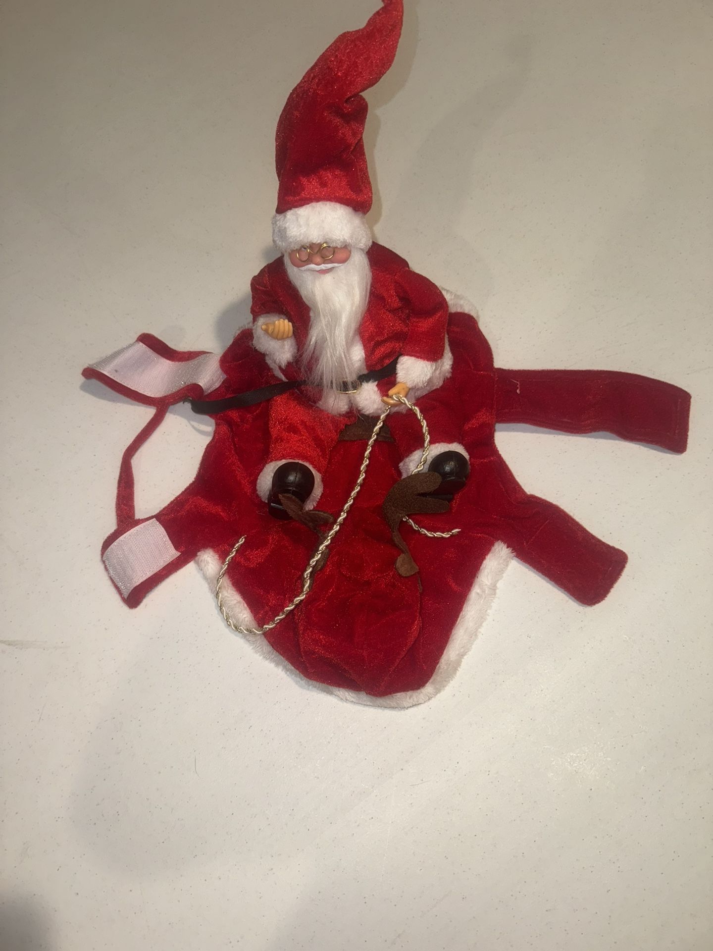 Santa Claus Sleigh Riding Dog Reindeer (S) Costume For Pet Red Christmas Holiday