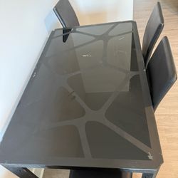 Glass Top Dining Table with 4 Chairs