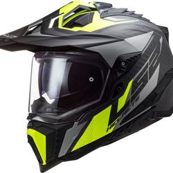 NEW - LS2 Explorer Focus Matte Titanium Yellow Helmet - Size Small