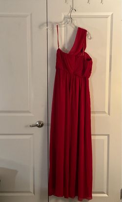 Max & Cleo One-Shoulder Red Evening Gown size medium