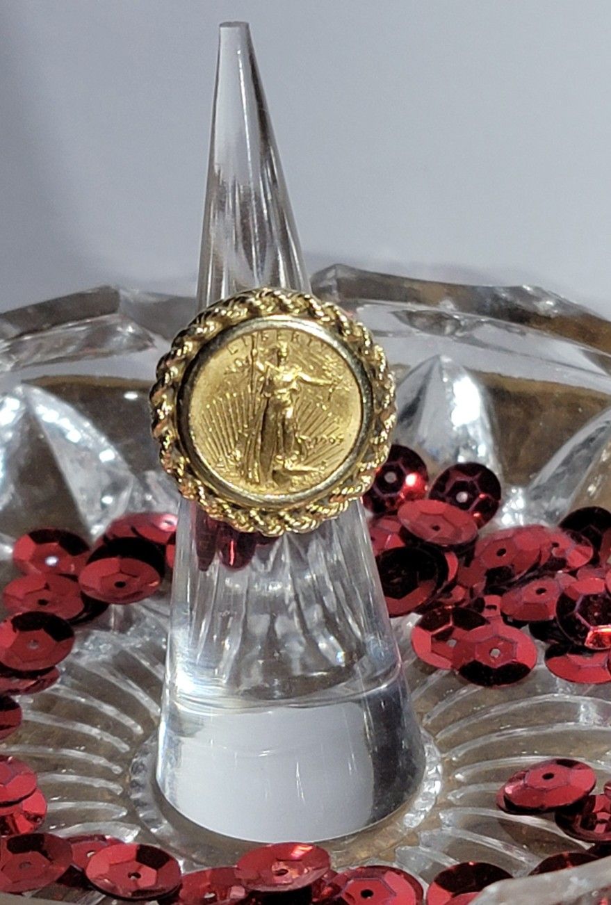 14kt $5 Gold Coin Ring