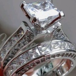 ❤Womens Wedding Engagement Ring Set Princess White Cz 925 Sterling Silver Sz 5-10❤