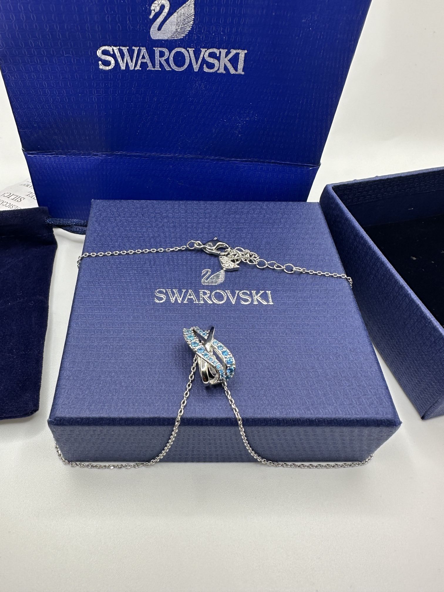 Swarovski Silver and Blue Infinity Necklace