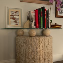 1980s Postmodern Tessellated Macton Stone Rounded Console