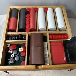 Vintage Marlboro Collector Backgammon Checkers Cards Poker Chips 