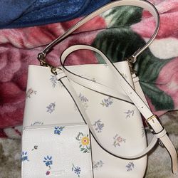 Coach small town bucket bag with dandelion print + Coach floral wallet 