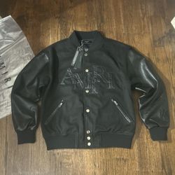 Amiri Black Staggered Wool Varsity Jacket