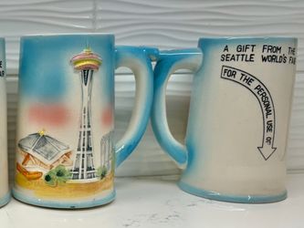 1962 Seattle World’s Fair Whistling Mugs – Set of 4
