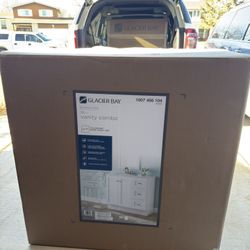 Bannister 37 in. Single Sink White Bath Vanity with Granite-Look Colorpoint White Cultured Marble Top