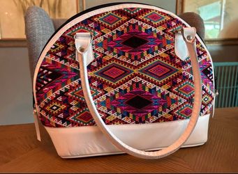 Boho Leather Embroidered Purse from Guatemala