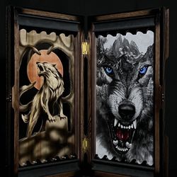 Handmade backgammon set "Spirit of the Wolf"