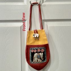 Embellished Elephant Drawstring Hem Bag Wristlet 