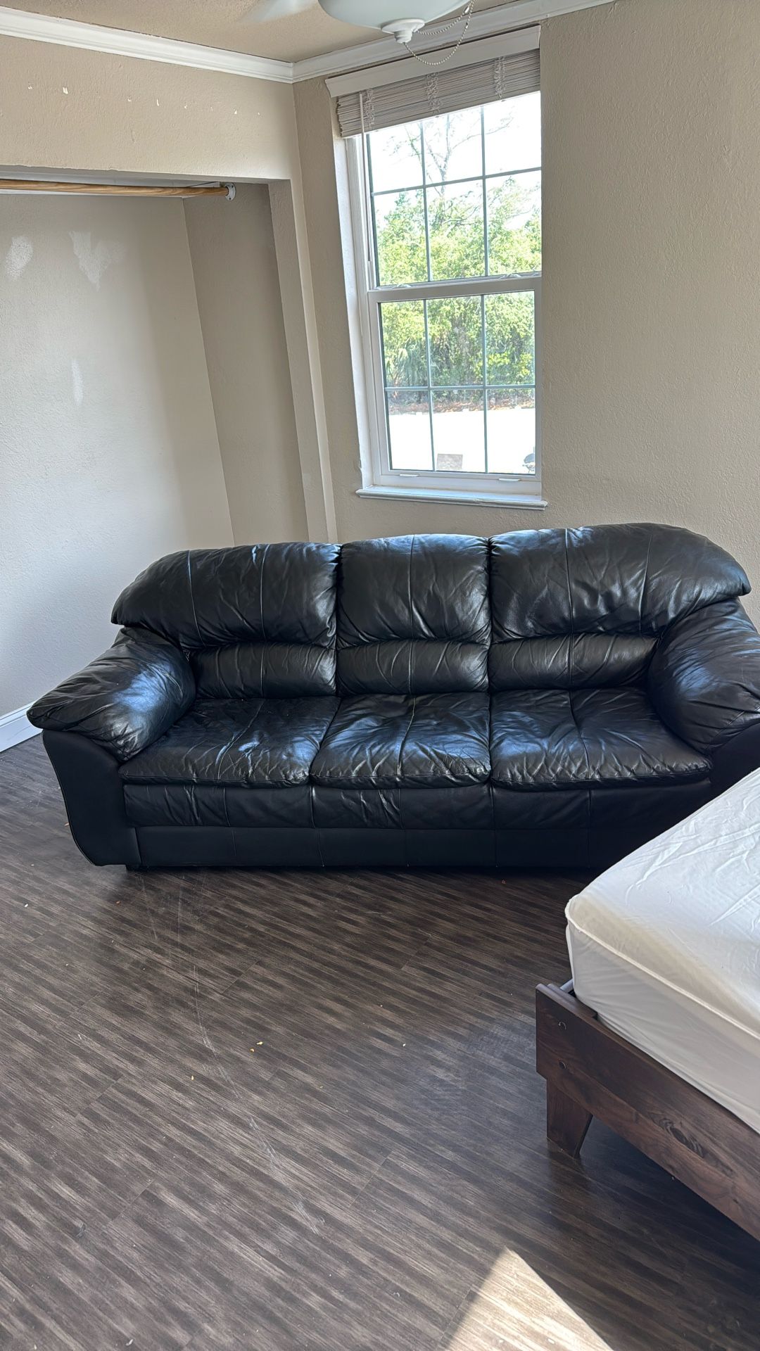 Full Size Black Leather Couch