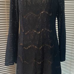 Blue lace dress with long sleeves