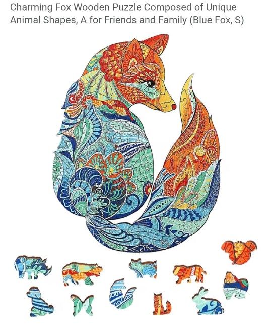 charming fox wooden puzzle, family fun, wall art, meditating, stocking stuffer