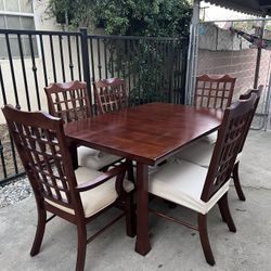 Dark Wood Dining Table With 6 Chairs 