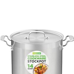 NutriChef 14 Quart Stock Pot with Lid - Heavy Duty Stainless Steel, Induction Ready, Ergonomic Handles

