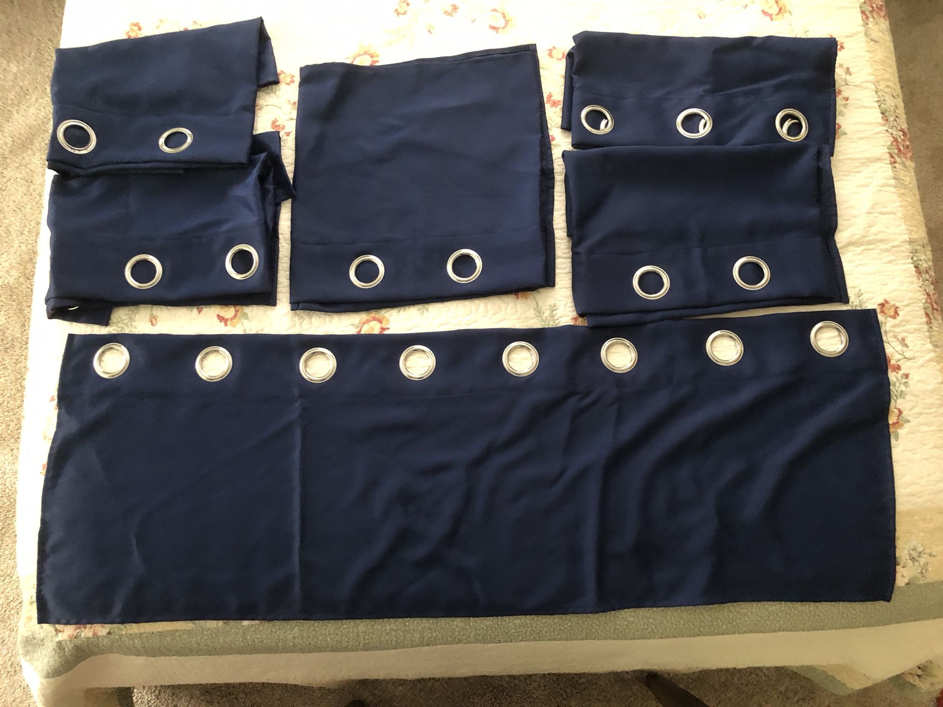 Navy Blue Valences- Set Of Six