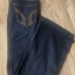 hollister high rise flare darkwash jeans w32 14r