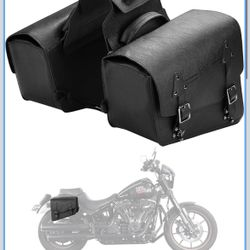 KEMIMOTO Motorcycle Saddlebags PU Leather Side Bags Compatible with Sportster 883 1200 Softail Low Rider S Cruiser Dyna V-star Shadow Vulcan Rebel (20