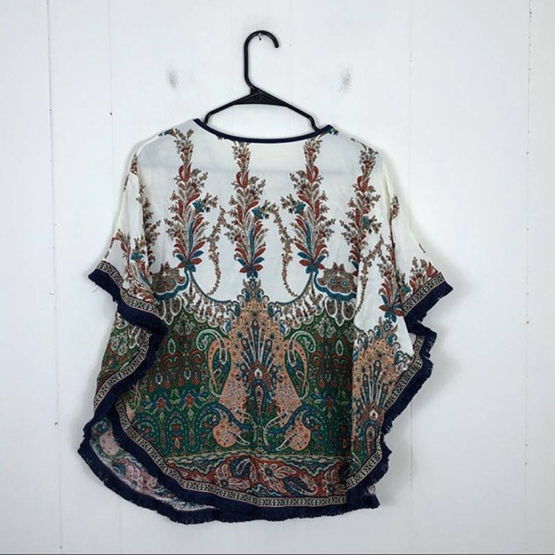 Bohemian Embroidered Paisley Shawl Top