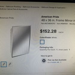 American Pride Framed Mirror in white 48x36 new 