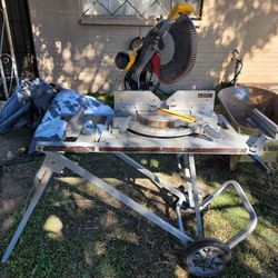 Dewalt 12" Belt Driven, Double Bevel Miter Saw With Laser Add-on And Ridgid Stand
