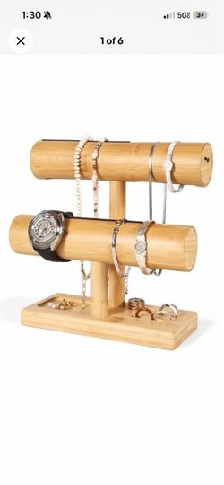 2-Tier Bamboo Jewelry Organizer Stand