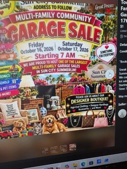 Ginormous community garage sale, Sun City Summerlin multifamily Friday and Saturday, October 16 and 17th