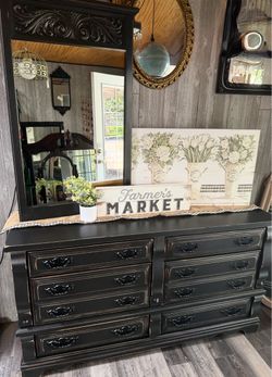 Beautiful Black Farmhouse Style 6 dr Dresser
