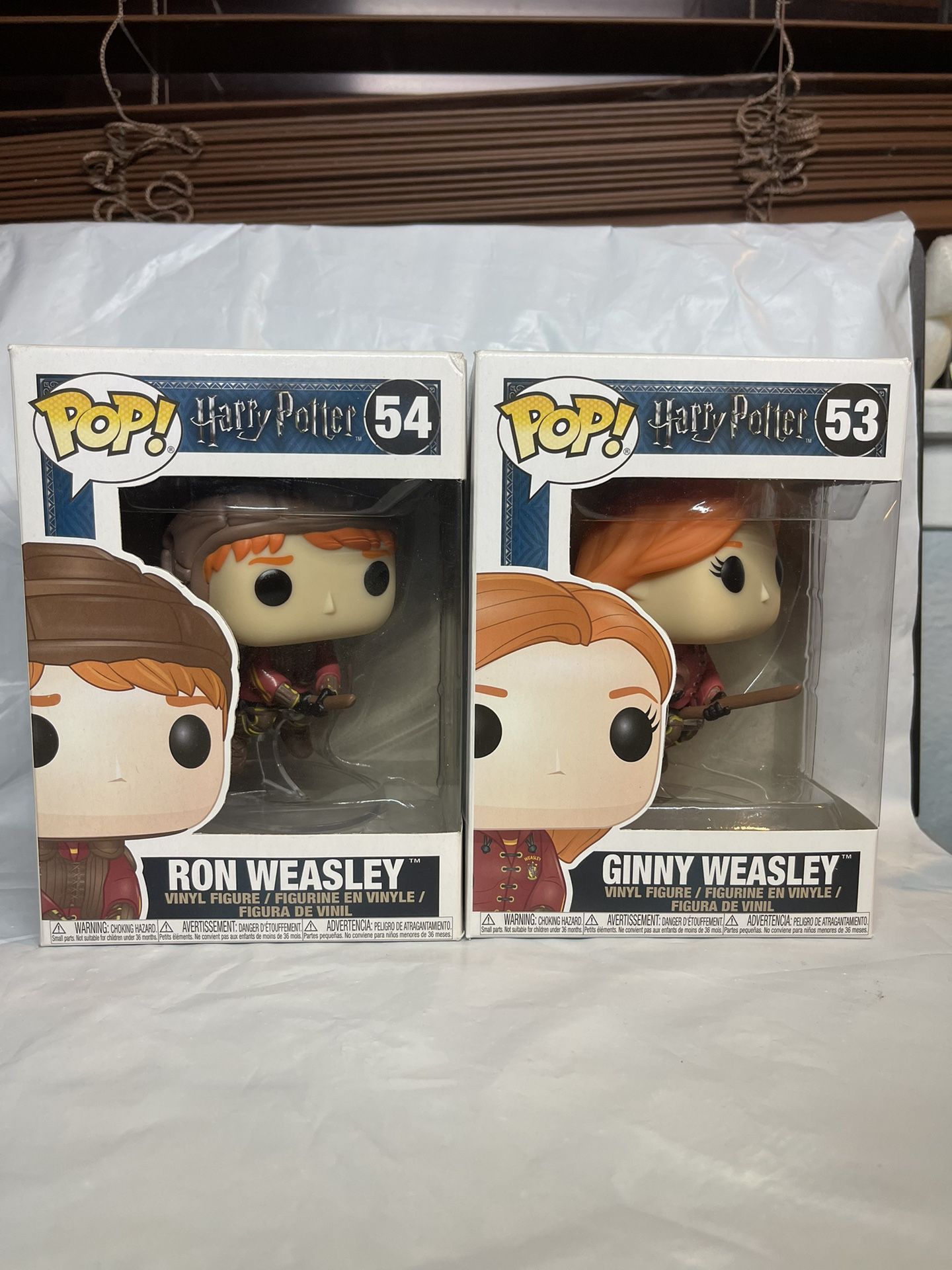 Funko Pop Harry Potter Ron Weasley # 54 & Ginny Weasley # 53 on Broom New