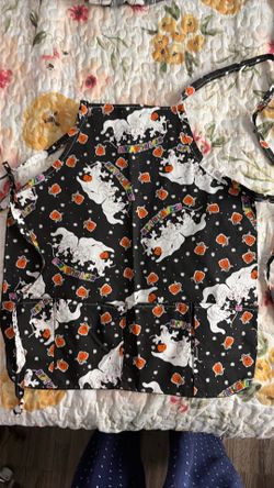 Halloween Apron with Ghost and Pumpkin Print