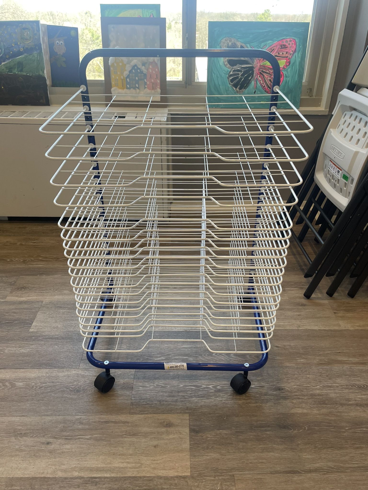 Sprogs Art Drying Rack (23 3/4" W x 17 1/2" D x 38" H) Blue/White