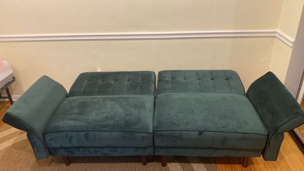 Teal Velvet Futon Sofa Bed